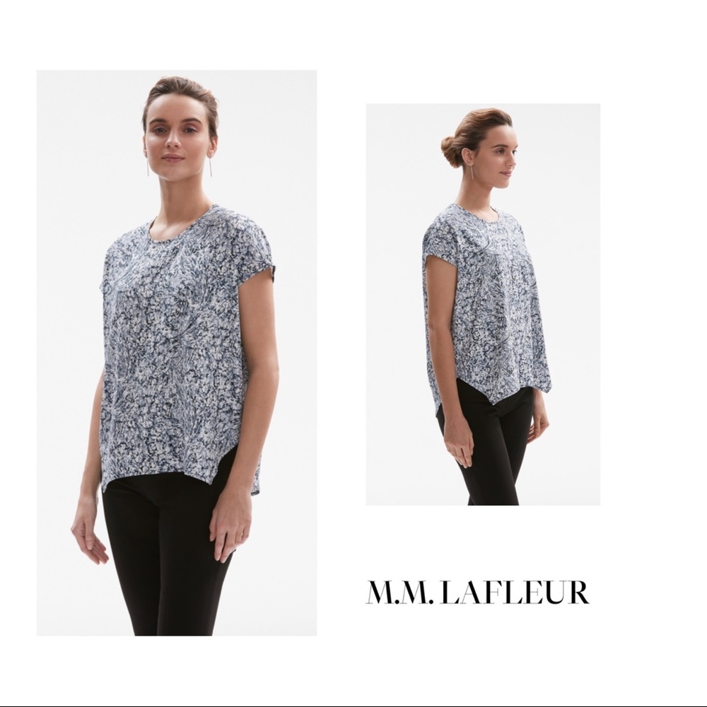 MM. Lafleur Didion Indigo Marble Blouse